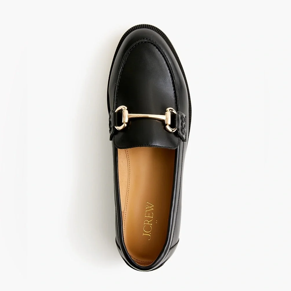 J Crew Horsebit Loafers Black Size 7.5 Classic Academia Old Money Preppy - Picture 1 of 11